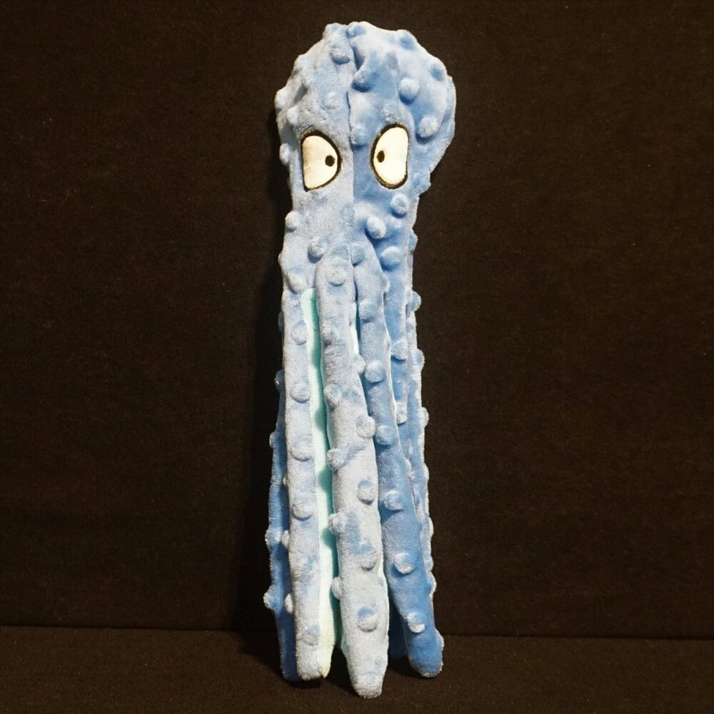 Blue Octopus Medium Dog Toy Squeaker Crinkle Stuffing Free